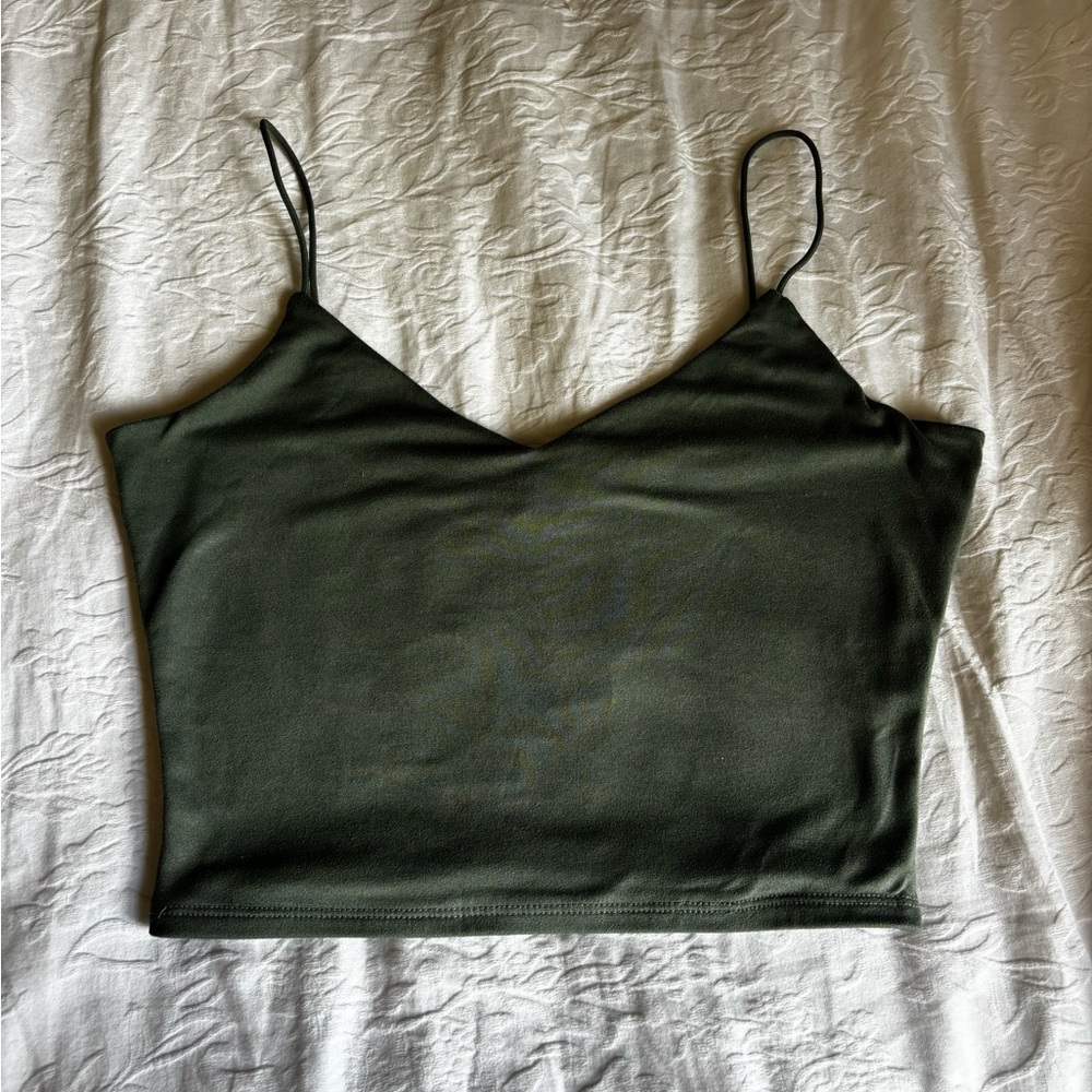 Windsor Green Fitted Crop Camisole Sleeveless Top
